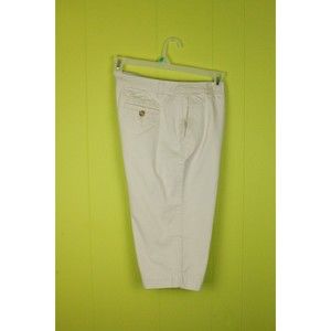 Liz Claiborne Audra Sz 12 Womens White Capri Cropped 100% Cotton Pants